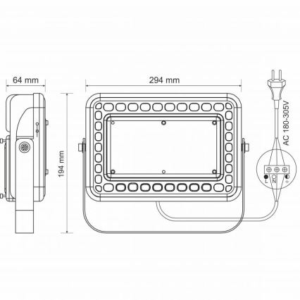 LED-ulkovalonheitin PROFI LED/100W/180-305V IP65