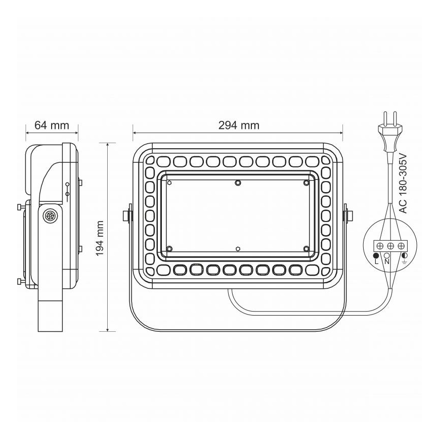 LED-ulkovalonheitin PROFI LED/100W/180-305V IP65