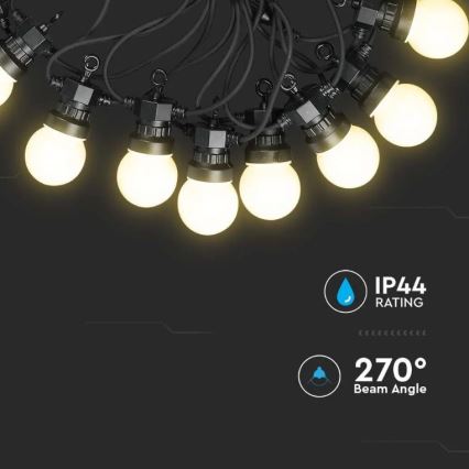 LED Ulkoketju STRING 10m 20xLED/0,5W/24/230V 3000K IP44