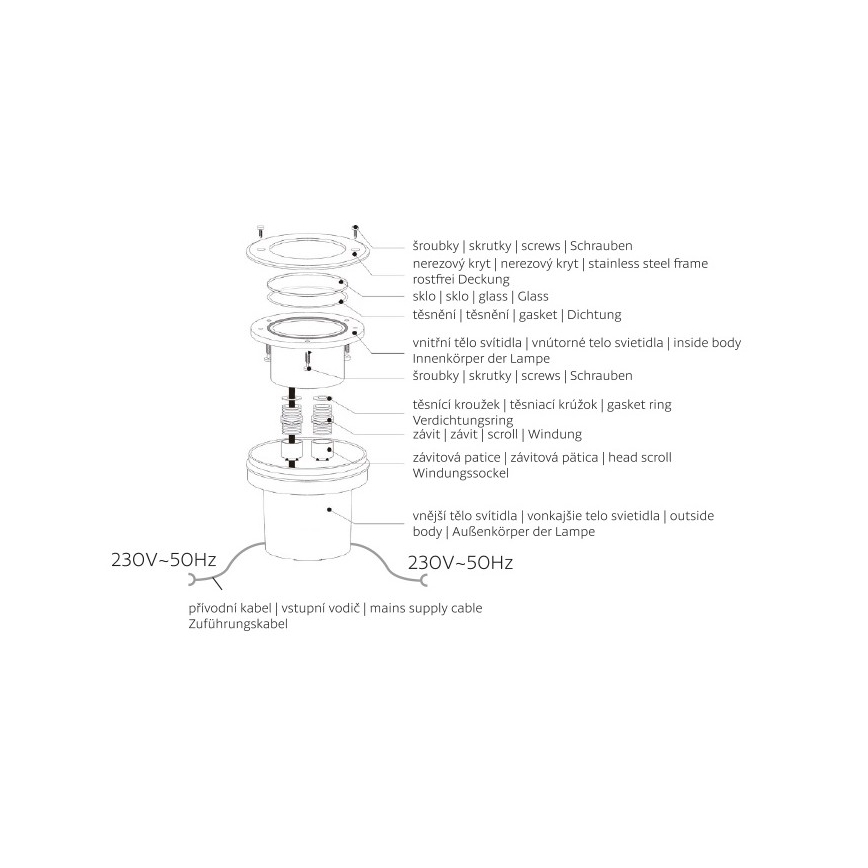 LED-upotettava valaisin ulkokäyttöön ROAD LED / 0,5W / 230V IP67 3000K