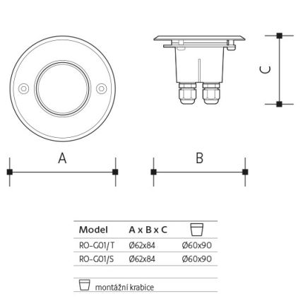 LED-upotettava valaisin ulkokäyttöön ROAD LED / 0,5W / 230V IP67 3000K