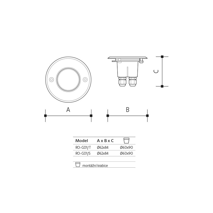 LED-upotettava valaisin ulkokäyttöön ROAD LED / 0,5W / 230V IP67 3000K