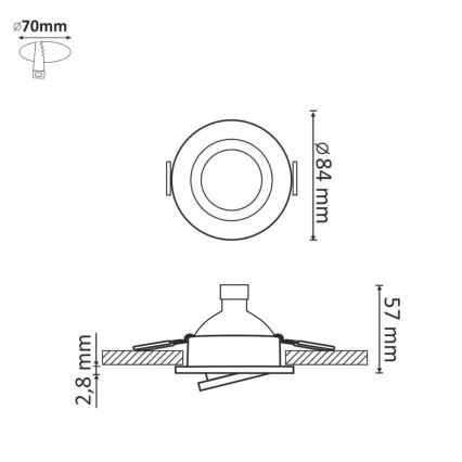 LED upotettava valo AURINKO OLAL 1xGU10/3,5W/230V 3000K halkaisija 8,4 cm kulta