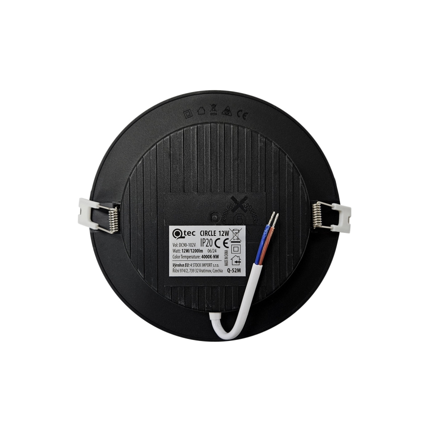 LED upotettava valo CIRCLE LED/12W/230V 4000K halkaisija 17 cm musta