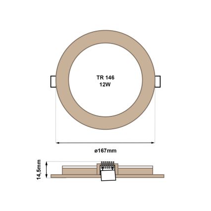 LED upotettava valo CIRCLE LED/12W/230V 4200K halkaisija 16,7 cm ruskea