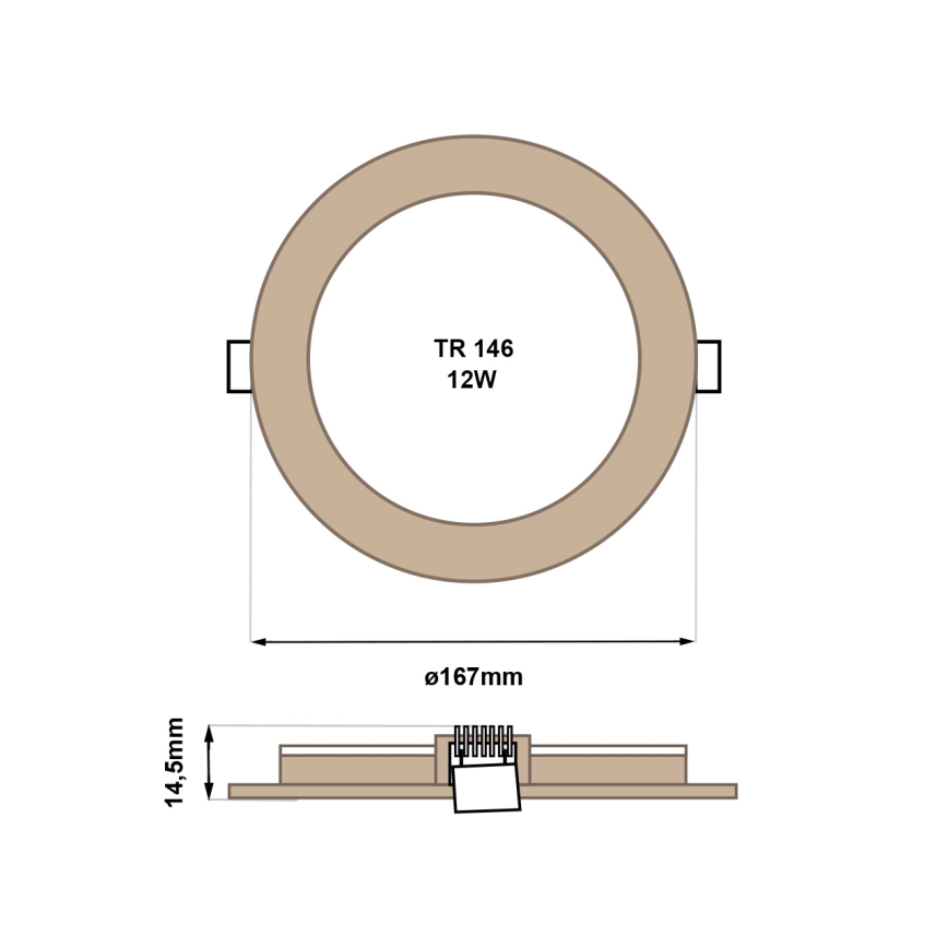 LED upotettava valo CIRCLE LED/12W/230V 4200K halkaisija 16,7 cm ruskea