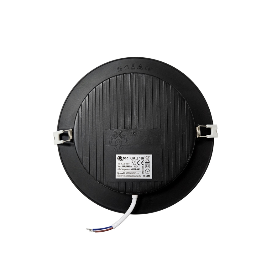 LED upotettava valo CIRCLE LED/18W/230V 4000K halkaisija 22 cm musta