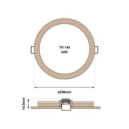 LED upotettava valo CIRCLE LED/24W/230V 4200K halkaisija 29,6 cm ruskea