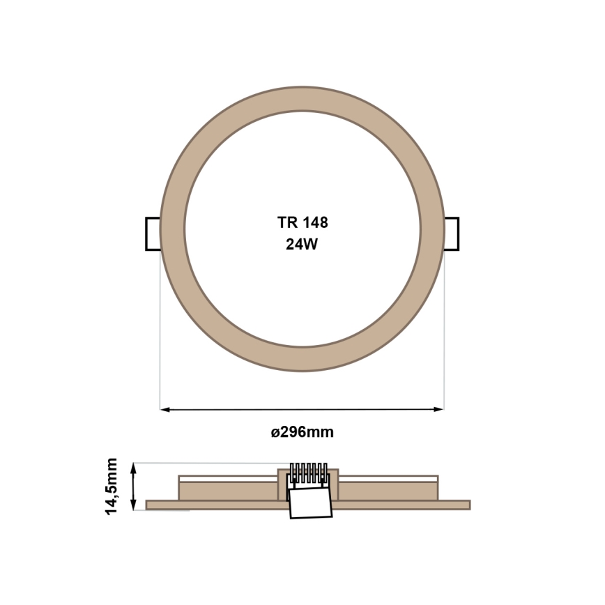 LED upotettava valo CIRCLE LED/24W/230V 4200K halkaisija 29,6 cm ruskea