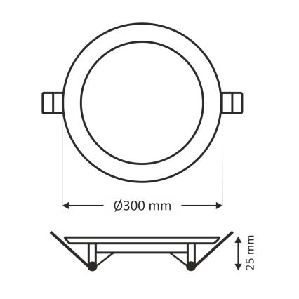 LED upotettava valo CIRCLE LED/24W/230V 6500K halkaisija 30 cm valkoinen