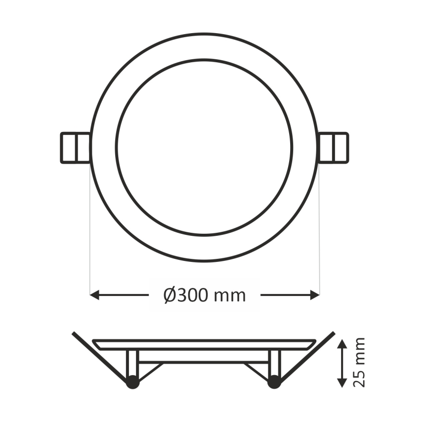 LED upotettava valo CIRCLE LED/24W/230V 6500K halkaisija 30 cm valkoinen