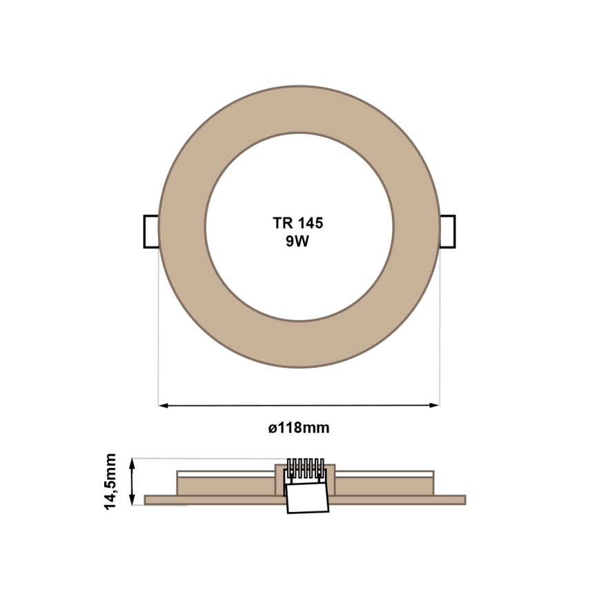 LED upotettava valo CIRCLE LED/6W/230V 4200K halkaisija 11,8 cm ruskea