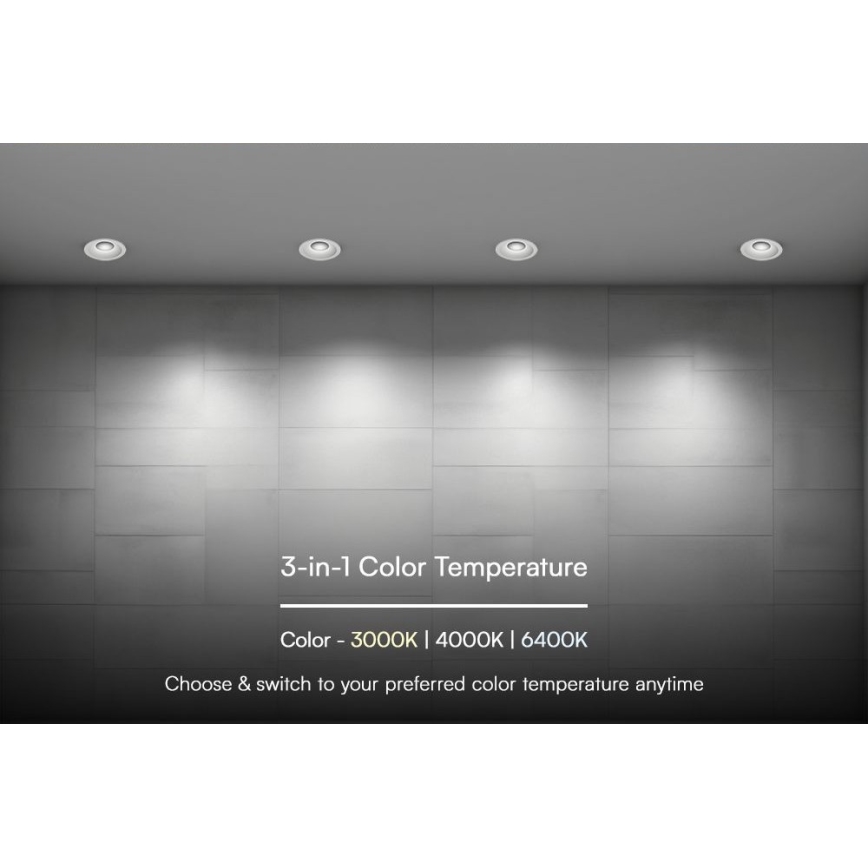 LED upotettava valo LED/12W/230V 3000/4000/6400K ø 8,6 cm valkoinen
