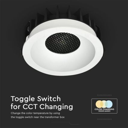 LED upotettava valo LED/12W/230V 3000/4000/6400K ø 8,6 cm valkoinen