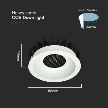 LED upotettava valo LED/12W/230V 3000/4000/6400K ø 8,6 cm valkoinen