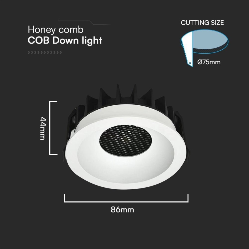 LED upotettava valo LED/12W/230V 3000/4000/6400K ø 8,6 cm valkoinen
