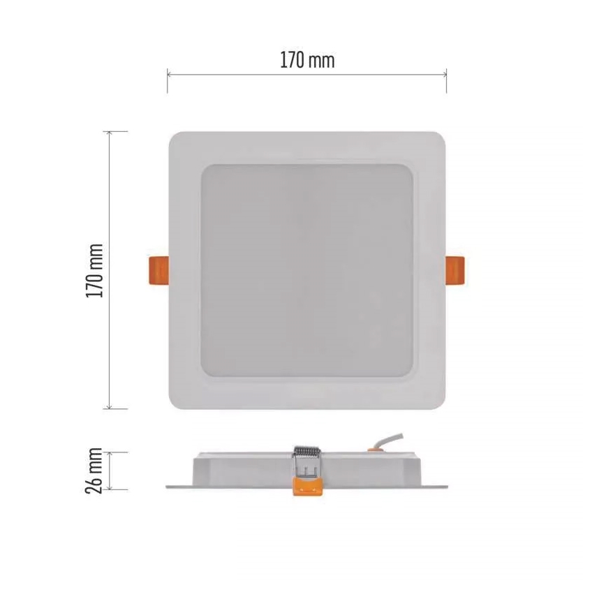 LED upotettava valo LED/18W/230V 17x17 cm valkoinen