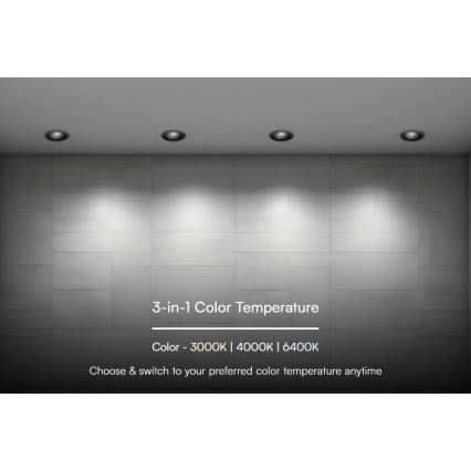 LED upotettava valo LED/18W/230V 3000/4000/6400K ø 10,6 cm musta