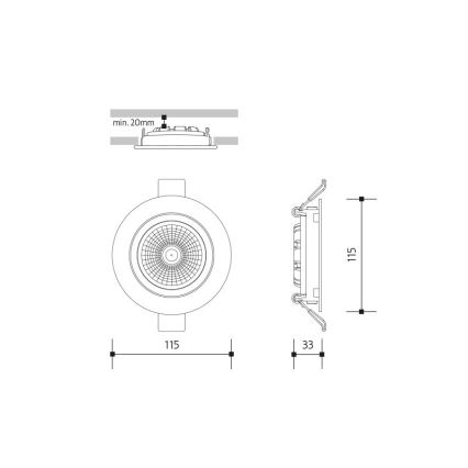 LED upotettava valo LED/18W/230V 3000K halkaisija 11,5 cm musta