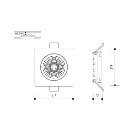 LED upotettava valo LED/18W/230V 4000K 11,5x11,5 cm valkoinen