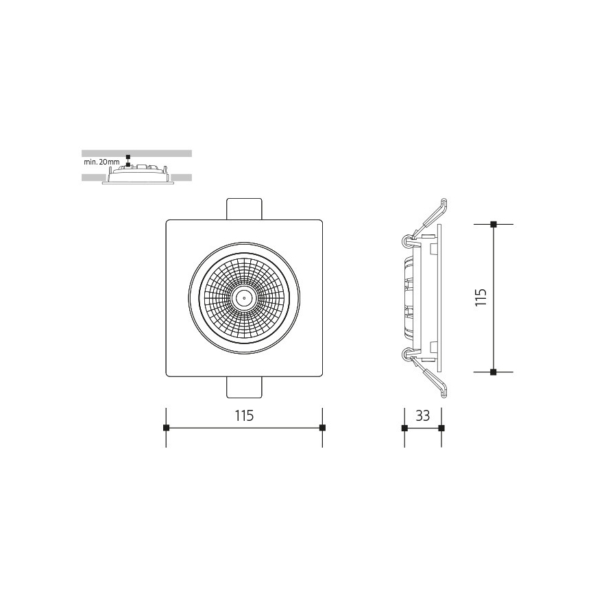 LED upotettava valo LED/18W/230V 4000K 11,5x11,5 cm valkoinen