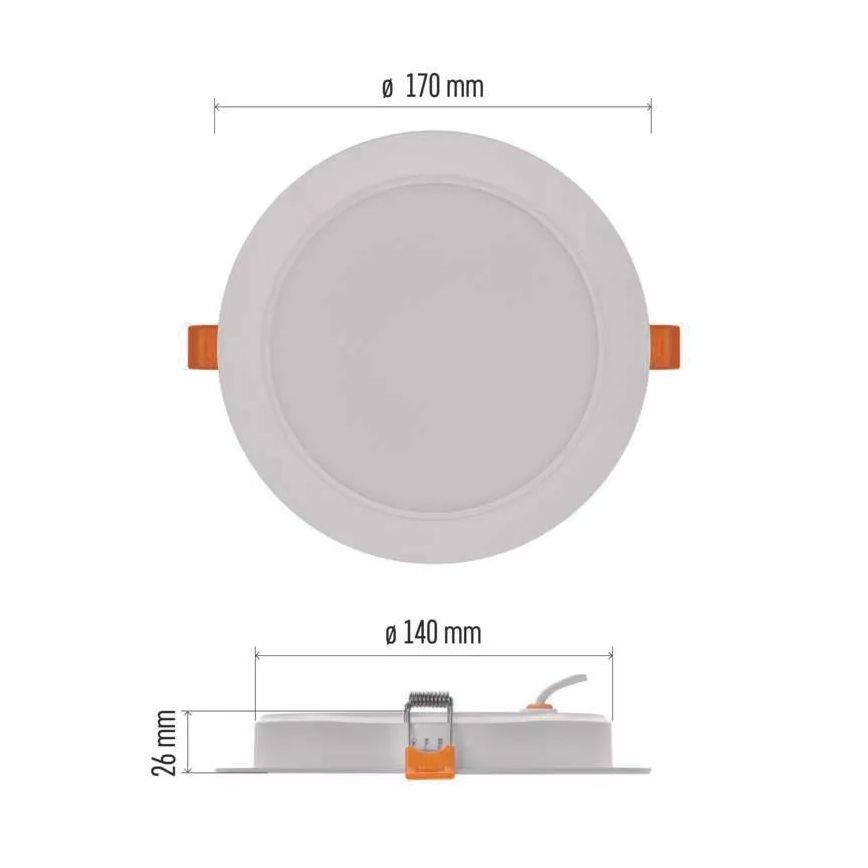 LED upotettava valo LED/18W/230V halkaisija 17 cm valkoinen