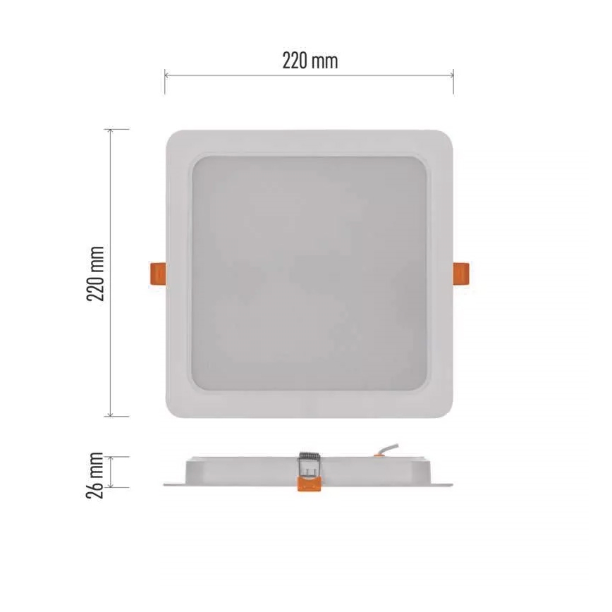 LED upotettava valo LED/24W/230V 22x22 cm valkoinen