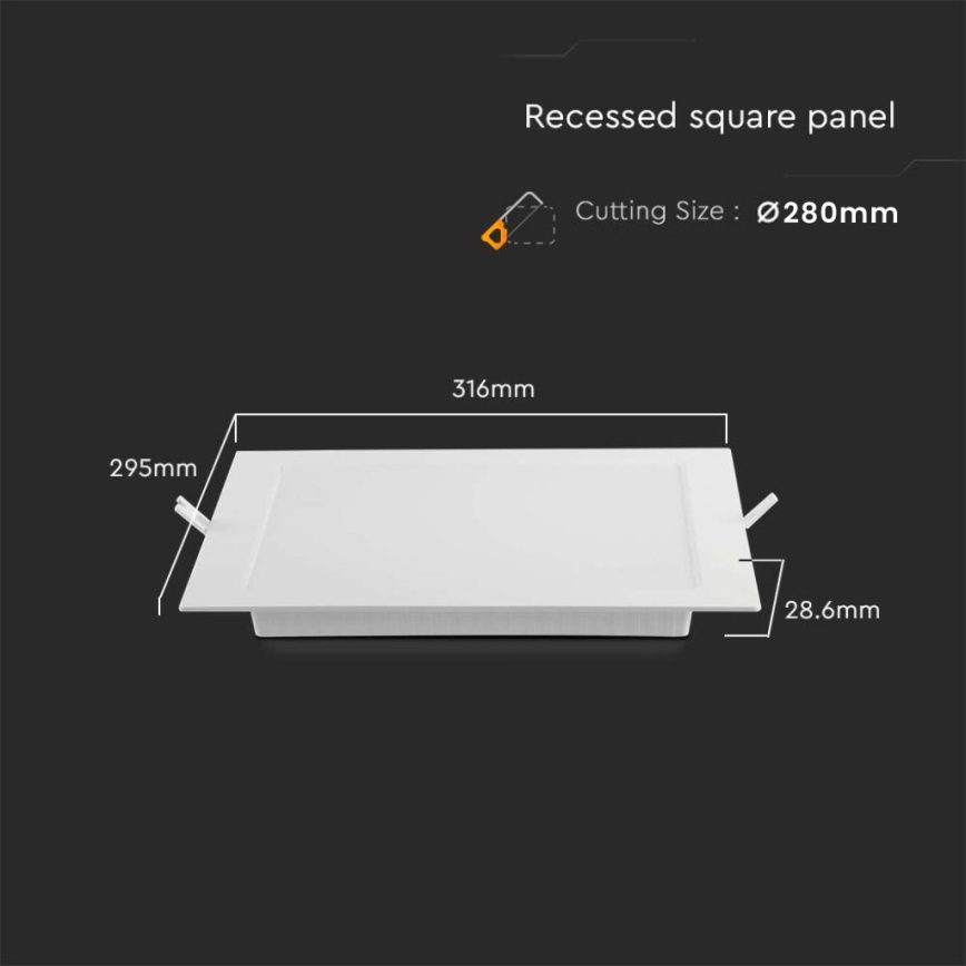 LED upotettava valo LED/24W/230V 29,5x29,5 cm 3000K valkoinen