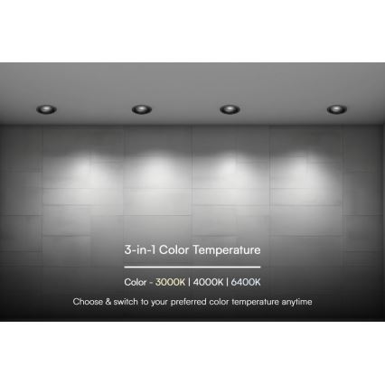 LED upotettava valo LED/24W/230V 3000/4000/6400K ø 13,5 cm musta