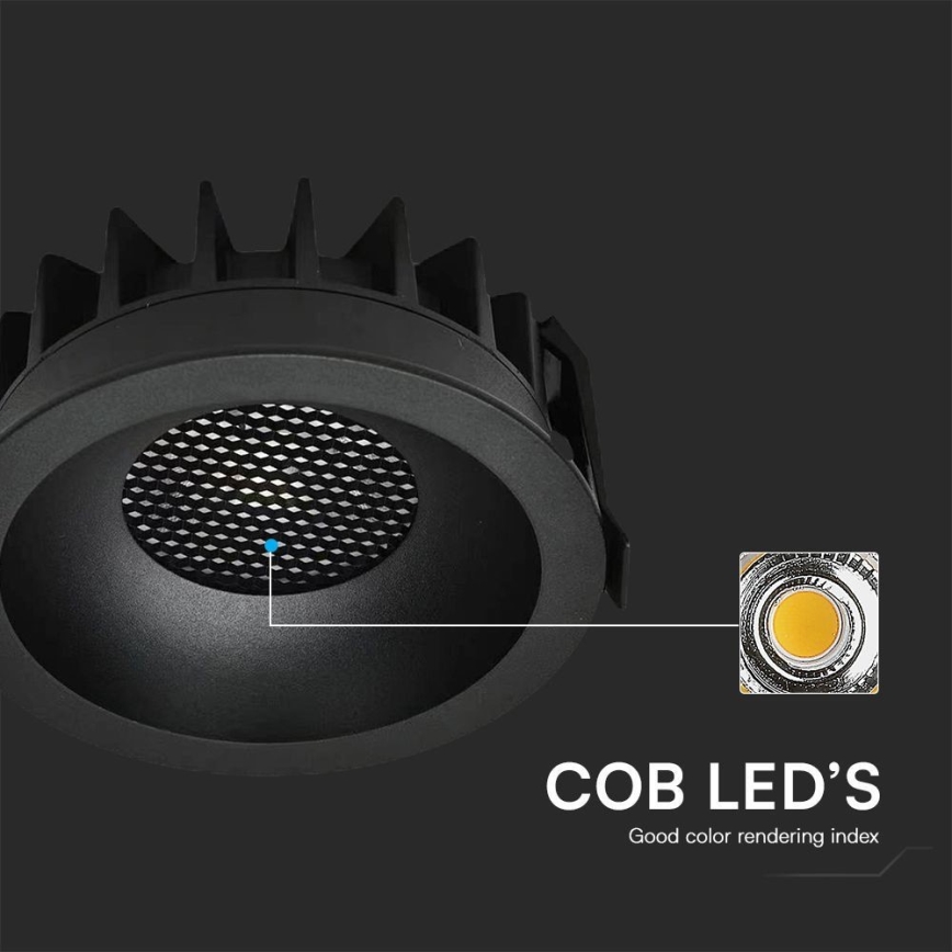 LED upotettava valo LED/24W/230V 3000/4000/6400K ø 13,5 cm musta