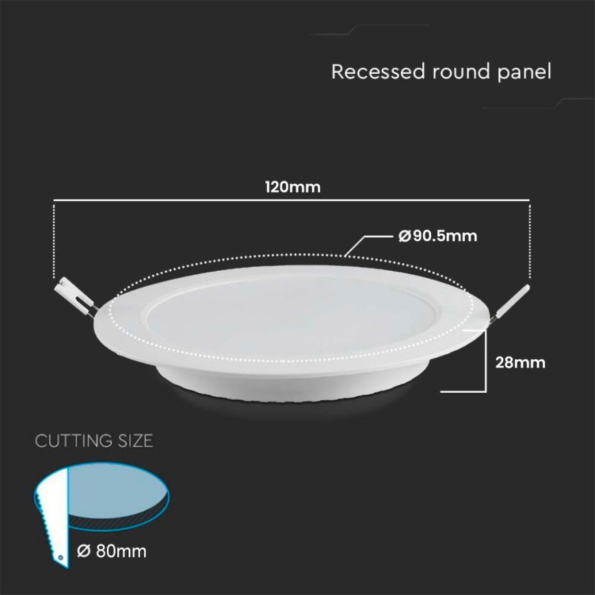 LED upotettava valo LED/3W/230V halkaisija 9,5 cm 4000K valkoinen