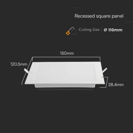 LED upotettava valo LED/6W/230V 12x12 cm 4000K valkoinen