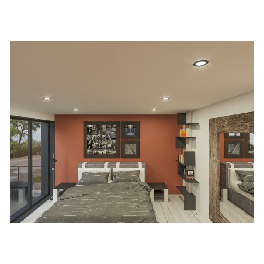 LED upotettava valo LED/6W/230V 3000K halkaisija 8,5 cm musta