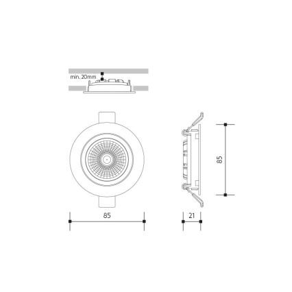 LED upotettava valo LED/6W/230V 3000K halkaisija 8,5 cm musta