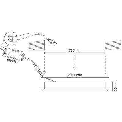 LED upotettava valo LED/7,5W/230V 4000K musta/kulta