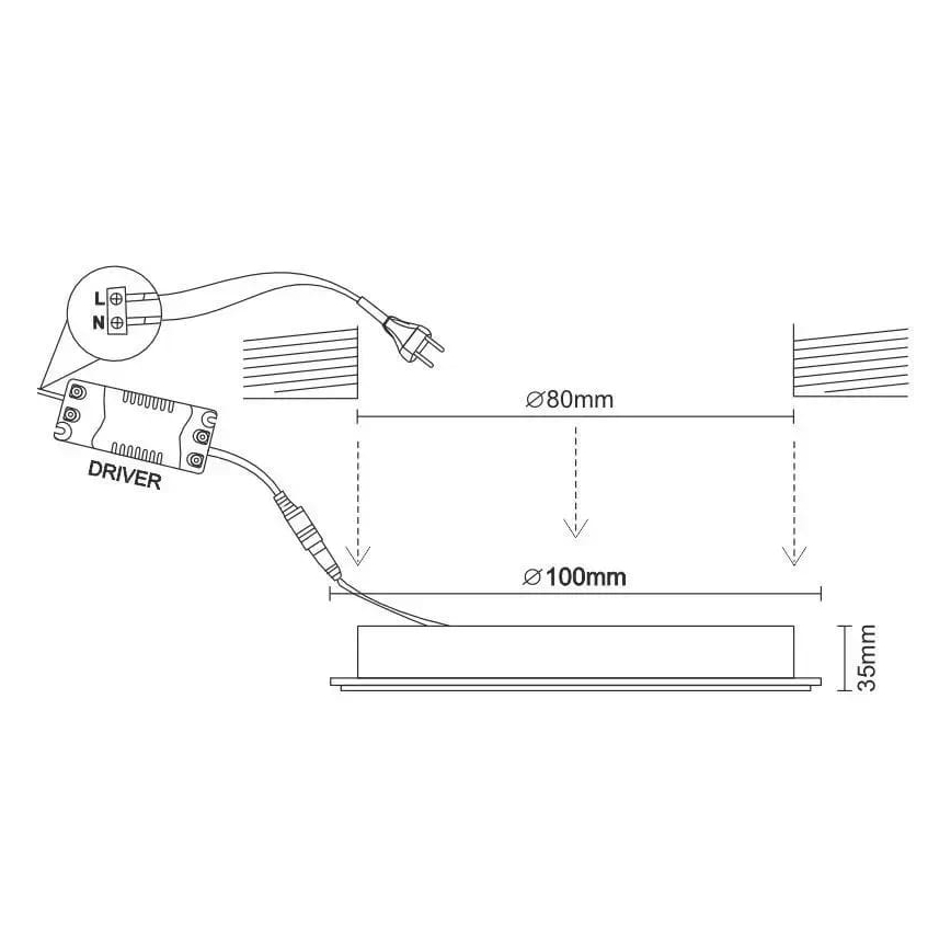 LED upotettava valo LED/7,5W/230V 4000K musta/kulta