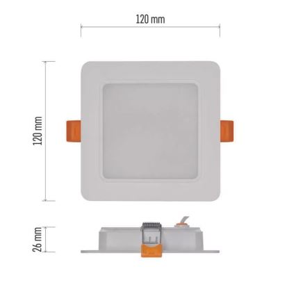 LED upotettava valo LED/9W/230V 12x12 cm valkoinen
