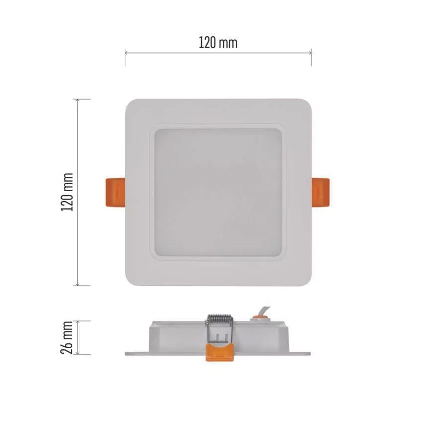 LED upotettava valo LED/9W/230V 12x12 cm valkoinen
