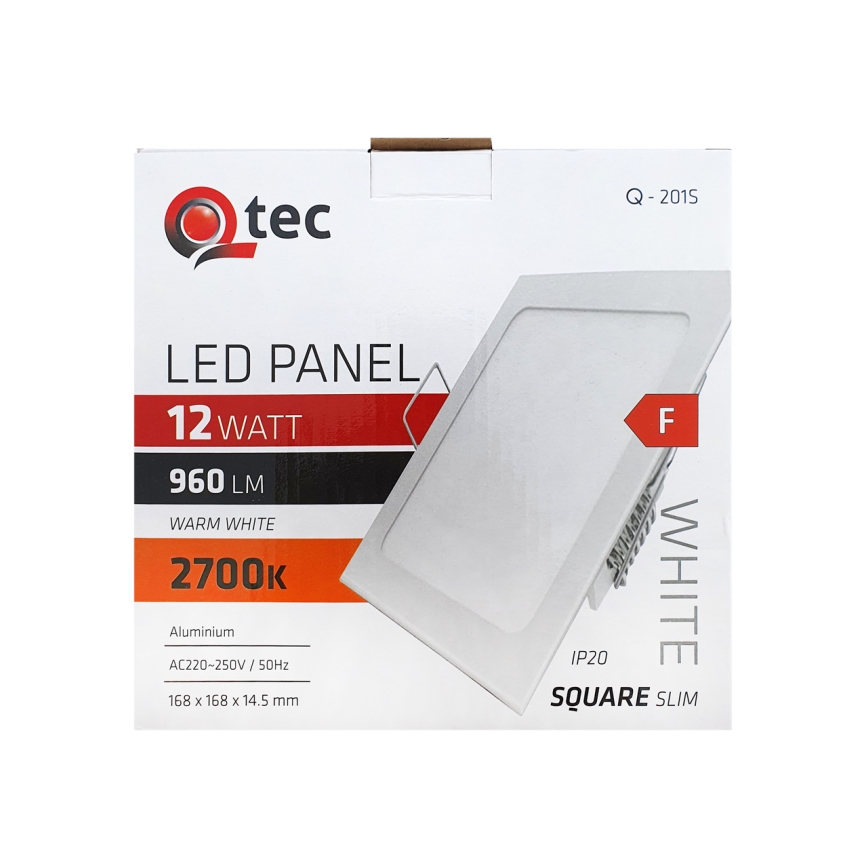 LED upotettava valo QTEC LED/12W/230V 2700K 16,8x16,8 cm
