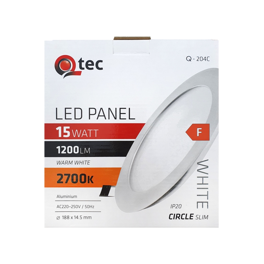 LED upotettava valo QTEC LED/15W/230V 2700K halkaisija 18,8 cm