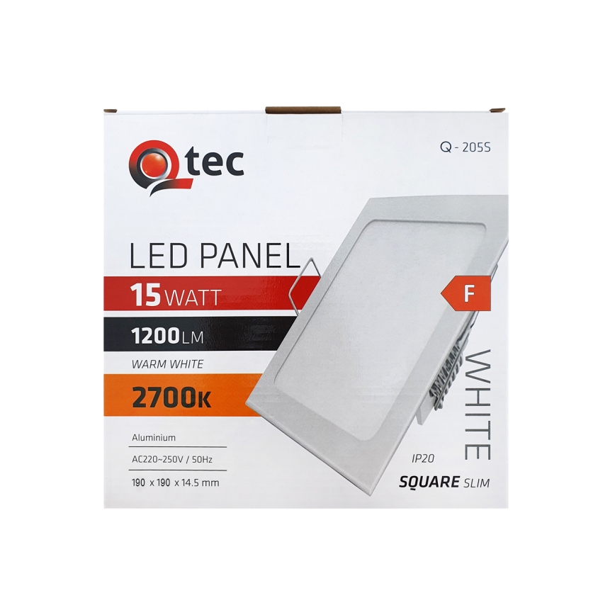 LED upotettava valo QTEC LED/15W/230V 2700K 19x19 cm