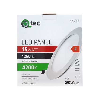 LED upotettava valo QTEC LED/15W/230V 4200K halkaisija 18,8 cm