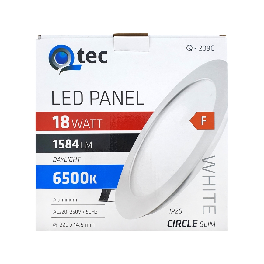 LED upotettava valo QTEC LED/18W/230V 6500K halkaisija 22 cm