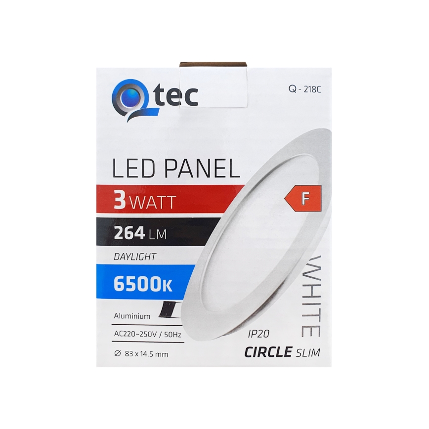 LED upotettava valo QTEC LED/3W/230V 6500K halkaisija 8,3 cm