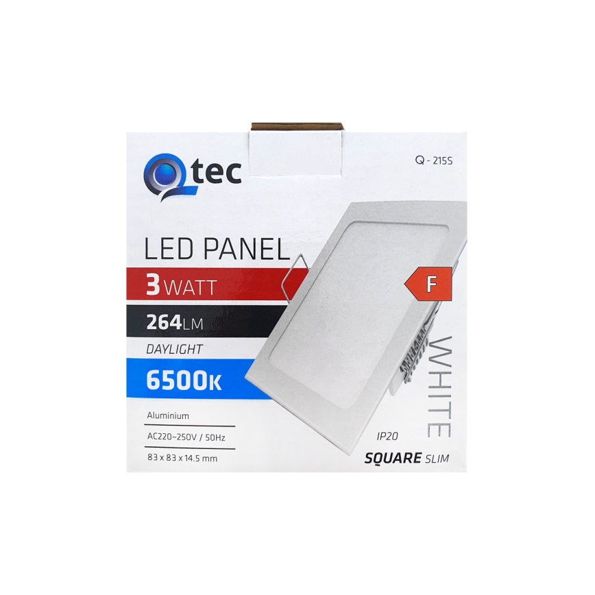 LED upotettava valo QTEC LED/3W/230V 6500K 8,3x8,3 cm