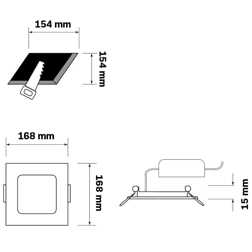 LED upotettava valo RIGEL LED/10W/230V 4000K 16,8x16,8 cm musta