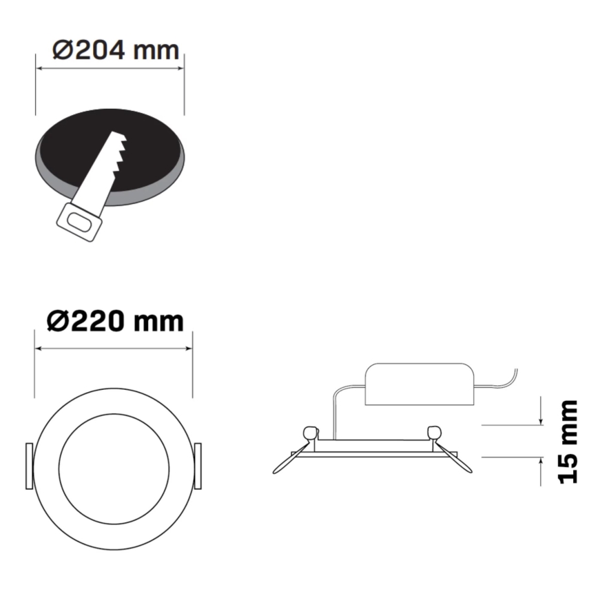 LED upotettava valo RIGEL LED/14W/230V 4000K halkaisija 22 cm musta