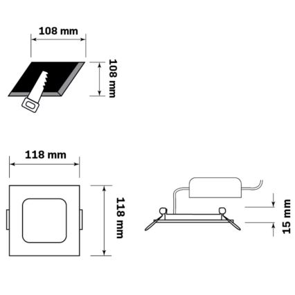 LED upotettava valo RIGEL LED/4,8W/230V 4000K 11,8x11,8 cm musta
