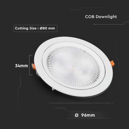 LED upotettava valo SAMSUNG CHIP LED/10W/230V 6400K