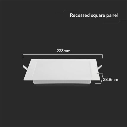 LED upotettava valo SAMSUNG CHIP LED/18W/230V 4000K 22x22 cm valkoinen